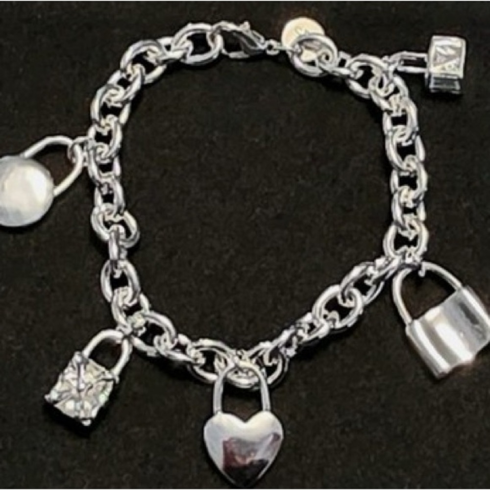 925 Silver Charm Padlock Heart Bracelet - Women Jewelry